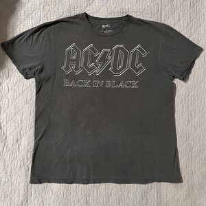 ACDC Back in Black Band T Shirt Mens Large Gray Short‎ Sleeve Graphic Tee